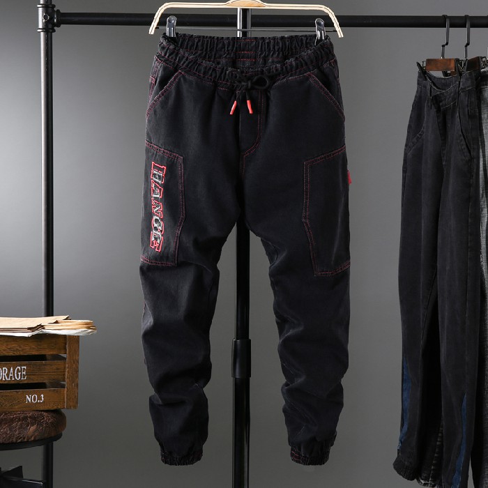 mens skinny leg black trousers