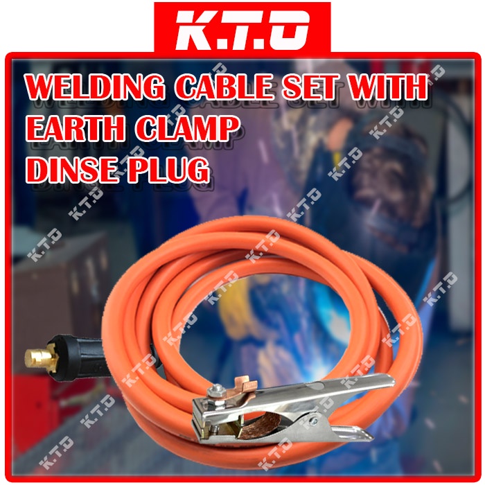 WELDING CABLE SET 300AMP ELECTRODE HOLDER /DINSE PLUG/ EARTH CLAMP