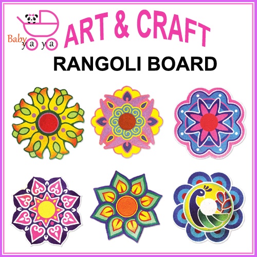 Sand Art Rangoli Board Kit Deepavali Celebration Family fun time kid & adult play time Candle Light Festival Deepavali