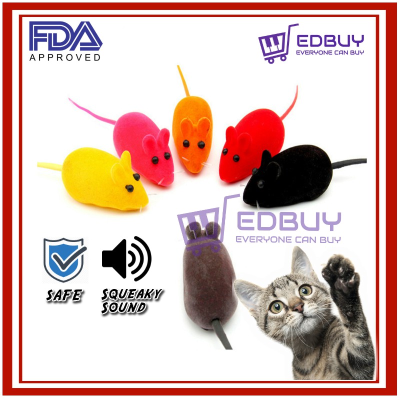 Rubber Squeaky Mouse Cat Kitten Toy Kucing Mainan (RANDOM COLOR