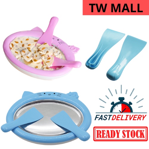 Mini Fried Yogurts Machine Rolled Ice Cream Maker with 2 Spatulas Fry Ice Plate Homemade Ice Cream Roll Maker