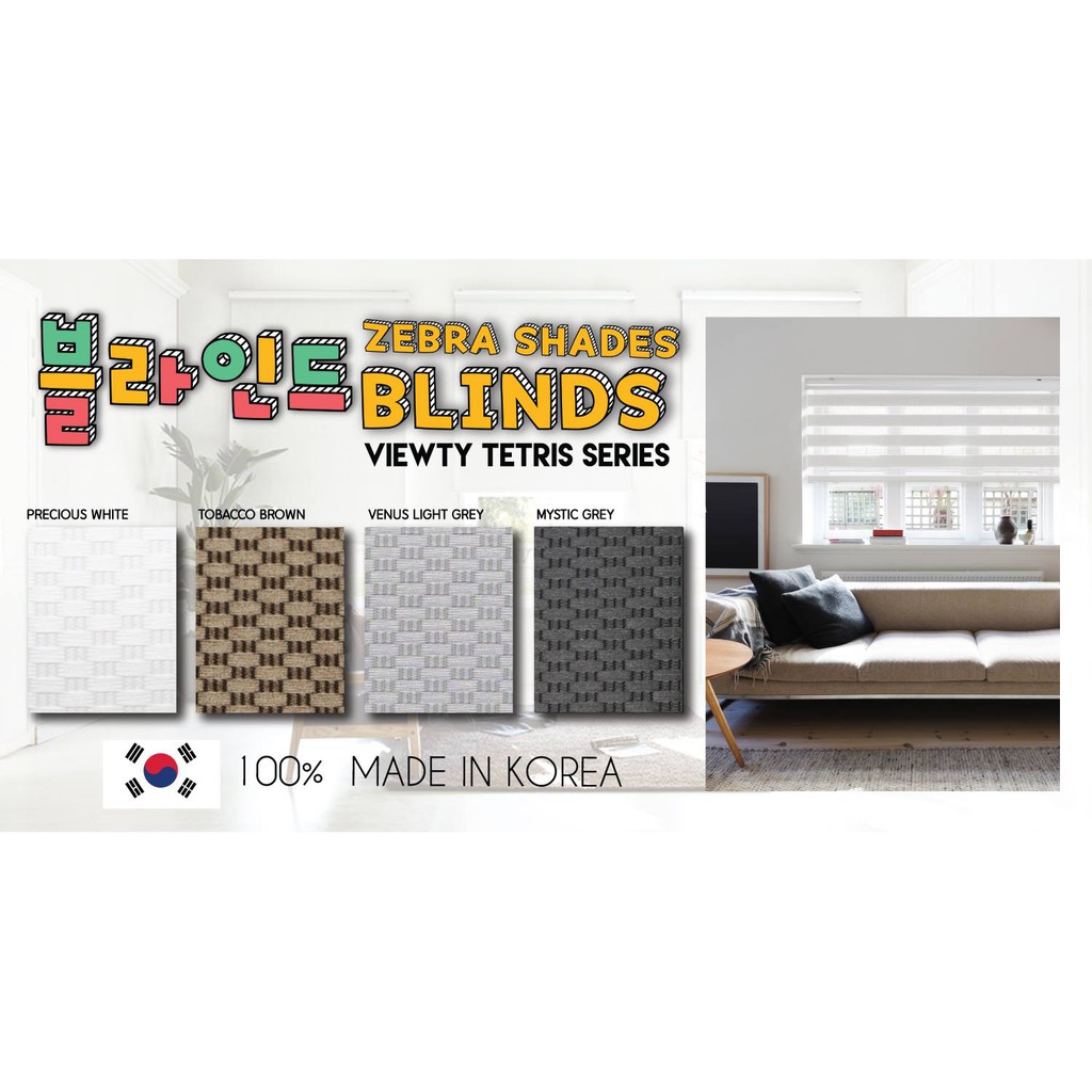 EFLEX ZEBRA SHADES BLINDS VIEWTY TETRIS 2FT(Width) x 6FT (Height) MADE IN  KOREA | Shopee Malaysia