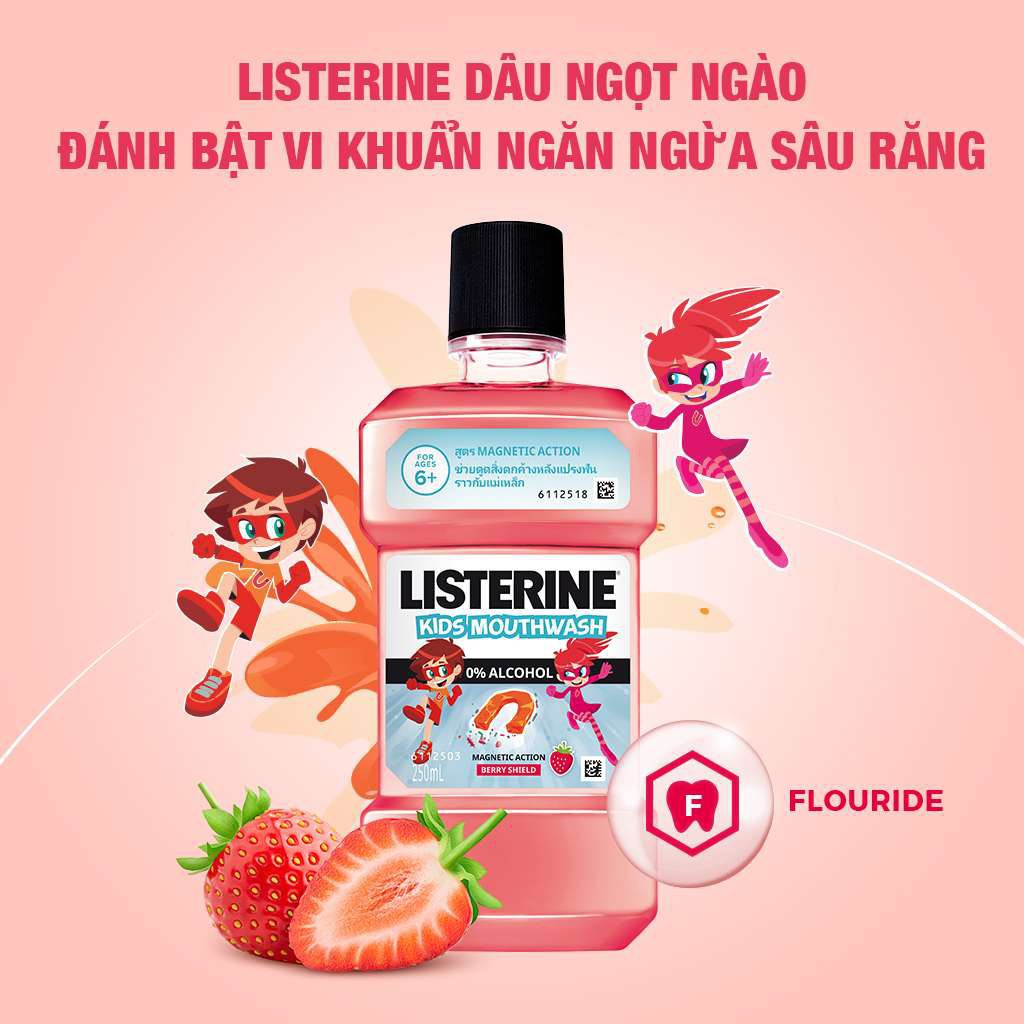 Listerine Kids Strawberry Flavor Mouthwash For Children Over 6 Years