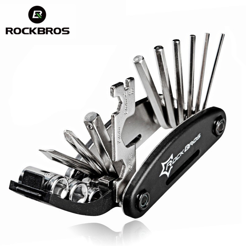【MY Delivery】ROCKBROS Bicycle Tools 16 In 1 Repair Tool Pocket Multi Function Folding Tool Bike Accessories