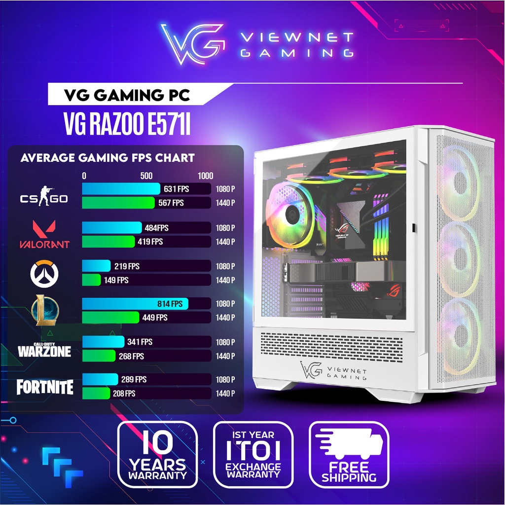 VG RAZOO E571I - GAMING PC, ELDEN RING, RTX3060TI, PC FULL SET, BUDGET PC, DESKTOP PC, PC FULL SET MURAH, COMPUTER