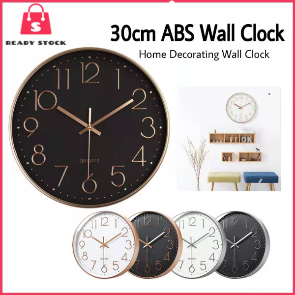 RSS_Japan Quartz Movement 30cm Modern Silent Jam Dinding Wall Clock Digital Quiet Home Office Living Room Clocks