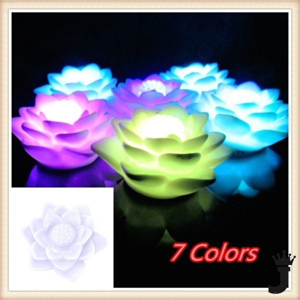 JK 【Ready Stock】Lamps And Lanterns Wishing Lotus Lamp/Romantic Colorful Lotus Lamp/LED Night Light Floating Powered LED