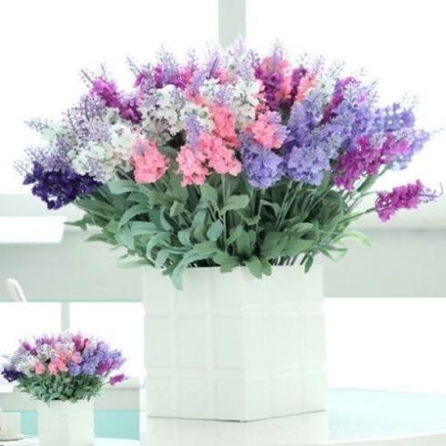 10 Heads Lavender Flowers Silk Artificial Bouquet Wedding Home Party Decor SS 