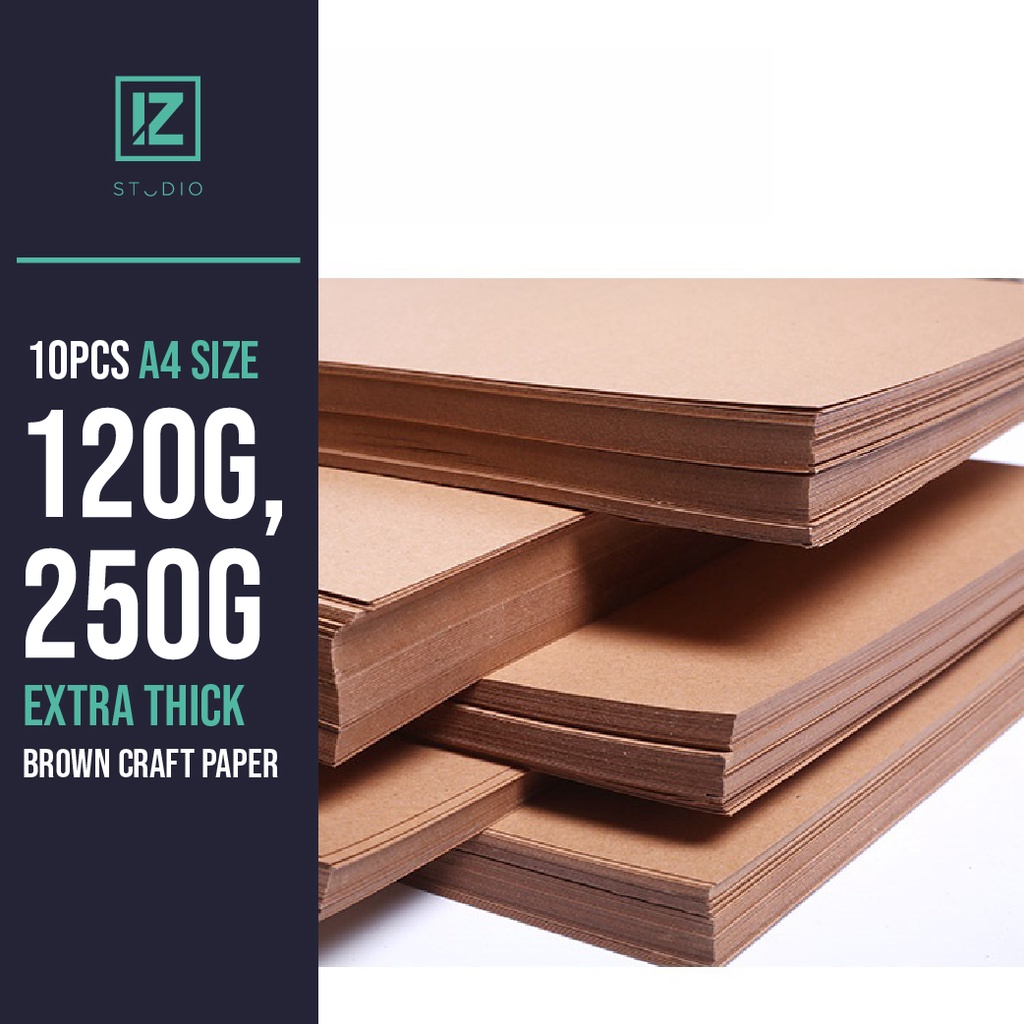 [Ready Stock] EXTRA THICK Brown Craft Paper 120g 250g A4 size 10 sheets