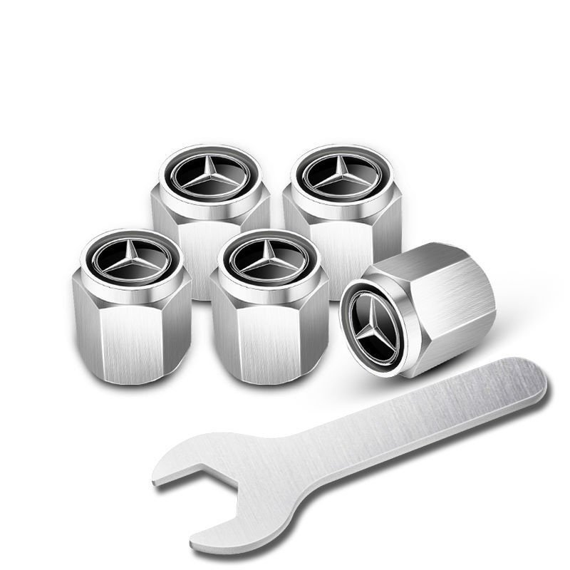Premium Essential Benz 5Pcs Valve Metal Tyres Tire Caps Anti-theft Air Dust Stems Cover W202 W204 AMG E300L C-Class C... - Image 5