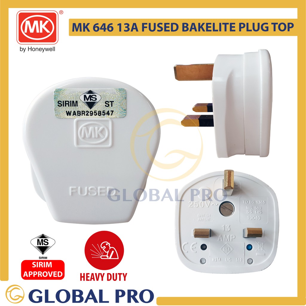 Mk 646 Heavy Duty Bakelite 13amp Fused 3 Pin Plug Shopee Malaysia