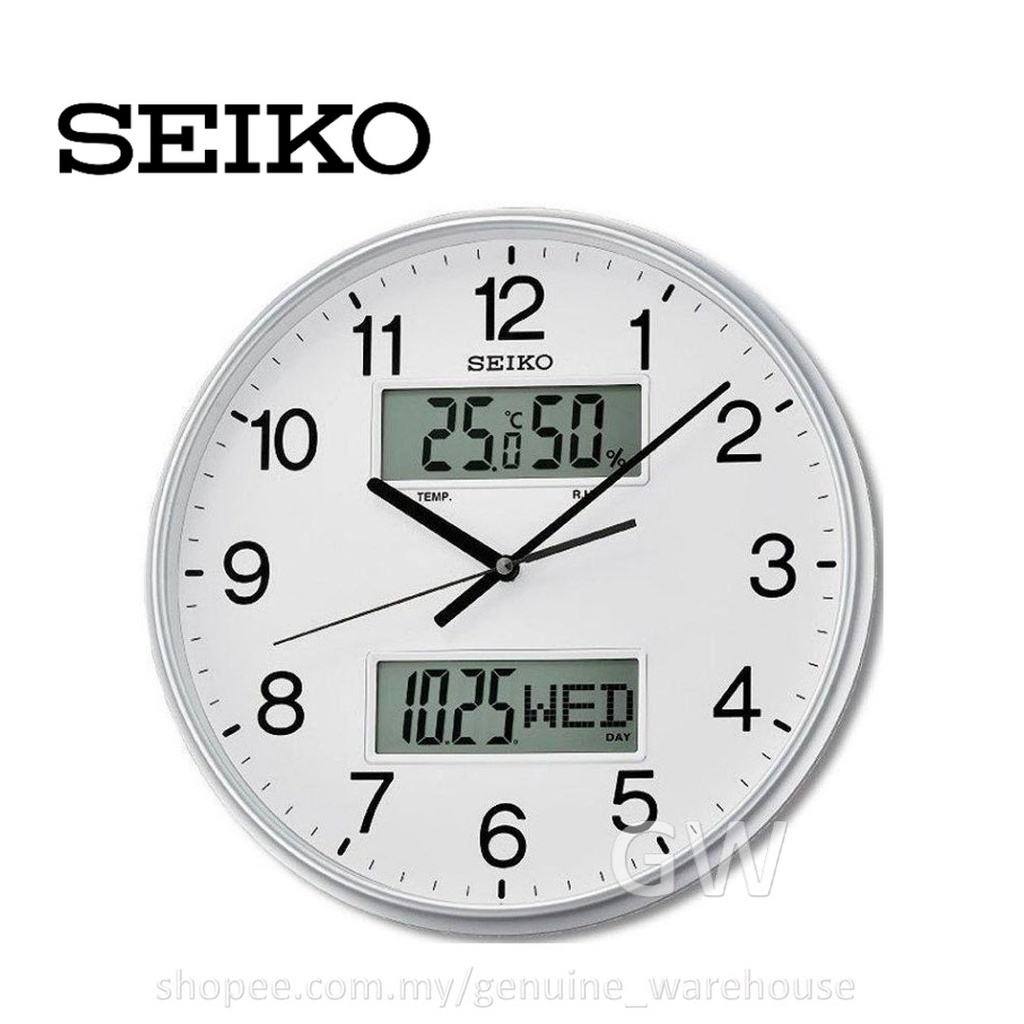 100 ORIGINAL SEIKO Quiet Sweep Analogue Digital Thermometer Hygrometer Wall Clock QXL013