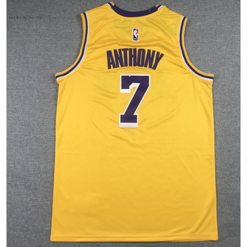 2021 2022 New Season Nba Men S Los Angeles Lakers 7 Carmelo Anthony Embroidery Basketball Jerseys Jersey Yellow Shopee Malaysia