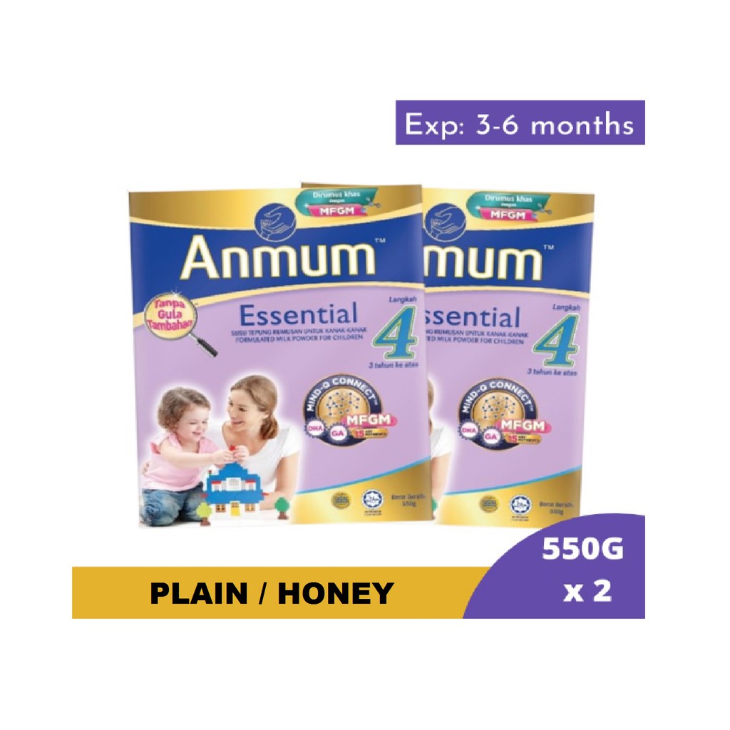 ANMUM ESSENTIAL STEP 4 550G PLAIN/HONEY (X2PACKS) {EXPIRE 4 MONTHS++