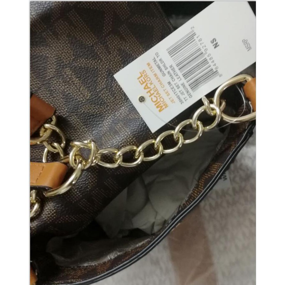 michael kors tt jet set chain shldr to genuine leather