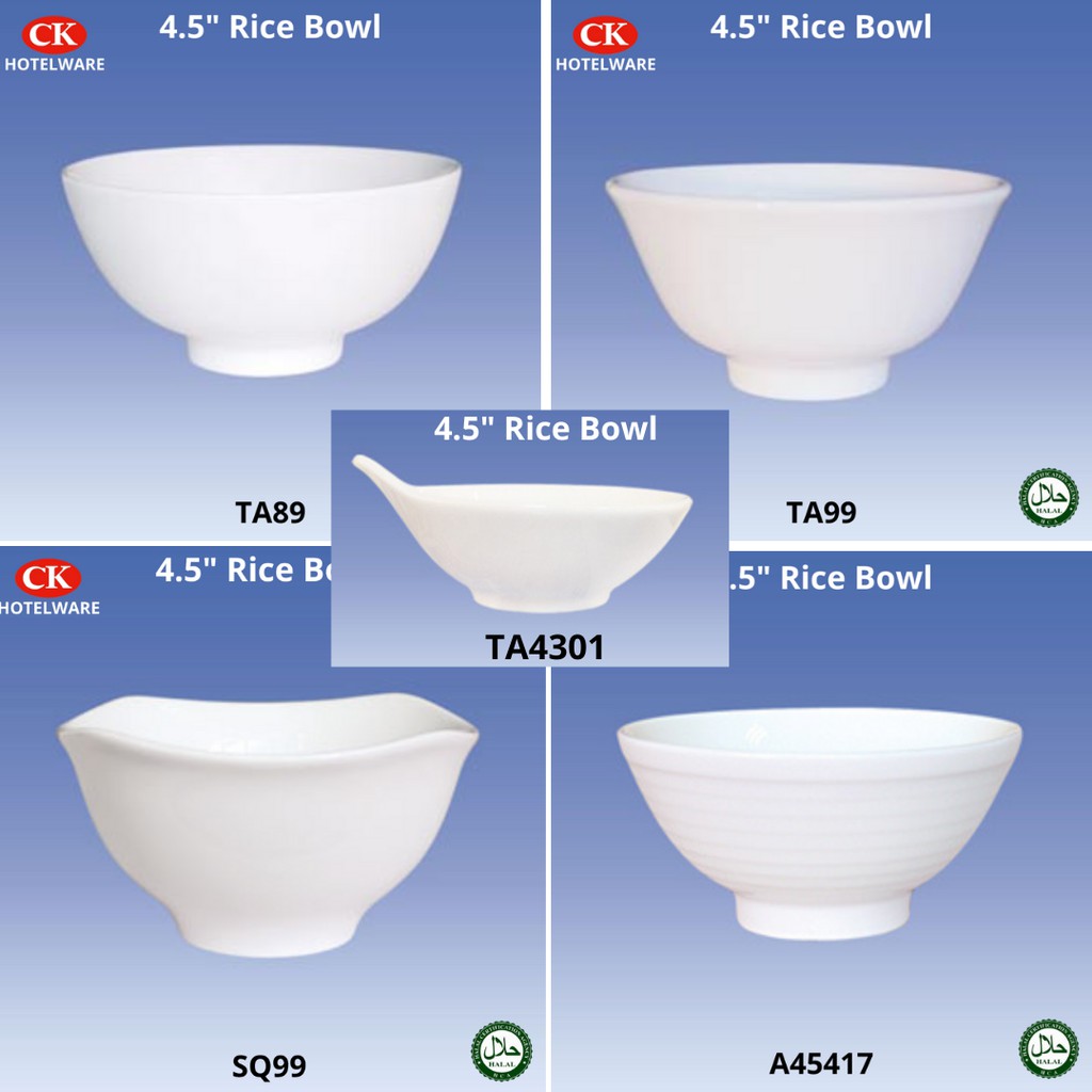 CK Porcelain, 4.5 inch Rice Bowl / Soup Bowl (Halal Certified) | Shopee ...