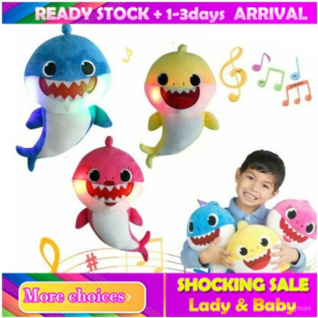 Xifp Led Baby Soft Stuff Doll Baby Shark Toy With Music Sound Cute Animal Plush Singing English Song Anak Patung Party Shopee Malaysia