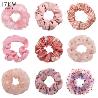 Image of 17KM Romantic Pink Sweet Hair Tie Korean Fashion Large Intestine Elastic Rubber Band Girls Accessories