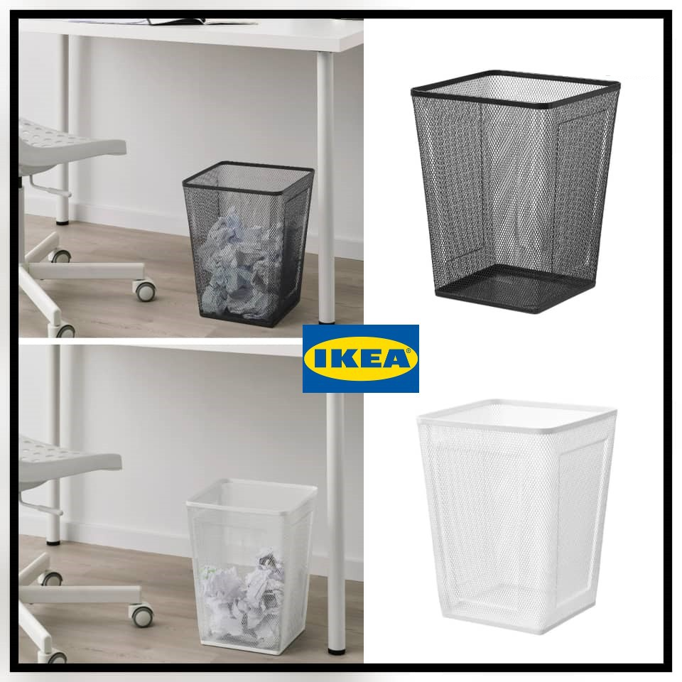 DRONJONS WASTEPAPER BASKET WHITE BLACK/ DUSTBIN RUBBISH/BAKUL SAMPAH IKEA/ BESI Shopee Malaysia