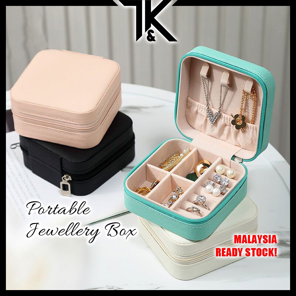 [LOCAL] Minimalist Jewellery Box Portable Storage Organizer / Necklace Earrings Holder / Kotak Barang Kemas