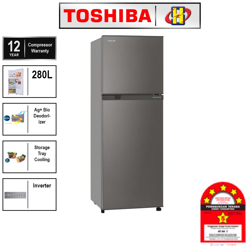 Toshiba Refrigerator (280L) INVERTER A-Series Fridge GR-A28MS (DS ...