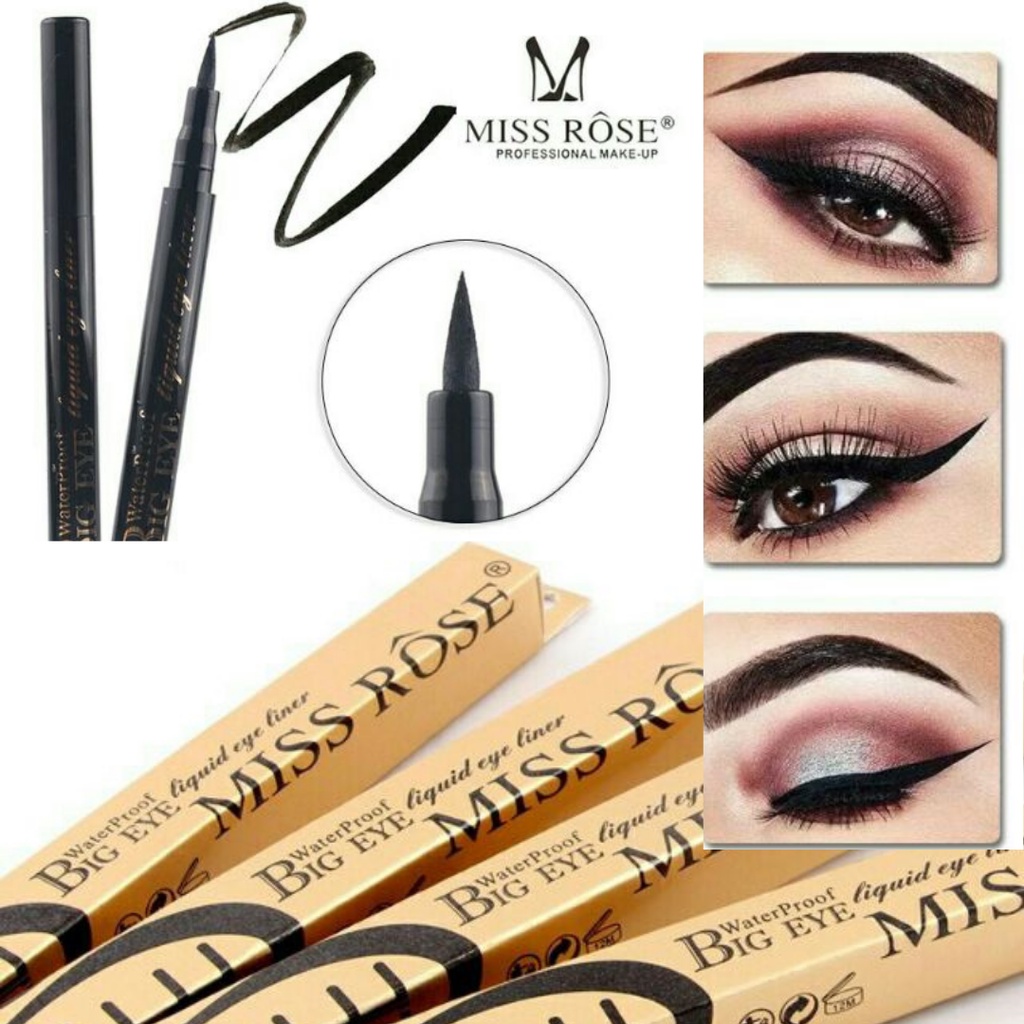 MISS ROSE BIG EYE LIQUID EYE LINER WATERPROOF 24H 2ML 7402-117H ( KOTAK GOLD )