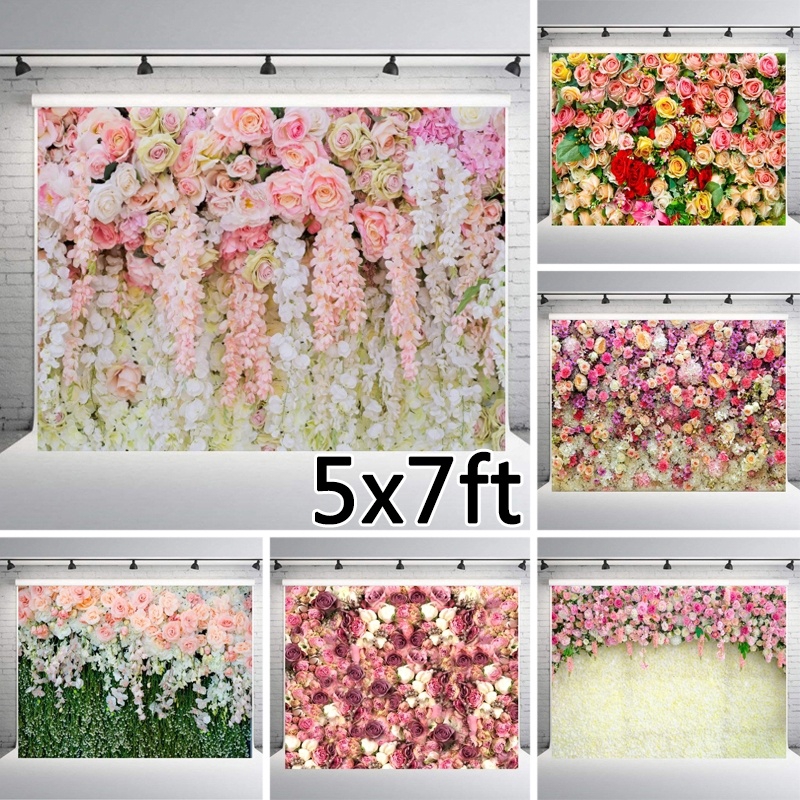 5x7ft Wedding Backdrop Curtains Romantic Flower Wall Background