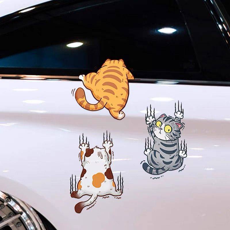 Personalized Fun Funny Pet Cat Bumper Stickers Scratch White Cat