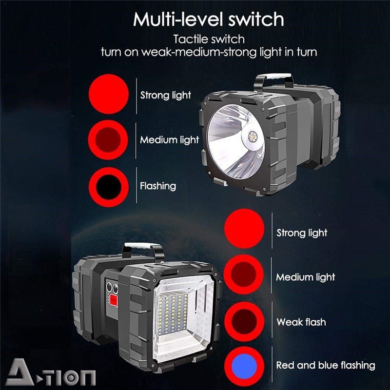 Reliable Versatile Super Bright 100000LM Double Head Handheld LED Spotlight Flashlight Searchlight Waterproof Recharg... - Image 4