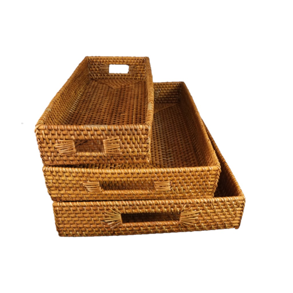 Keceramics Handmade Woven Lombok Tray Basket (Multiple Sizes) Handcrafted Rattan Basket Display Tray Decoration