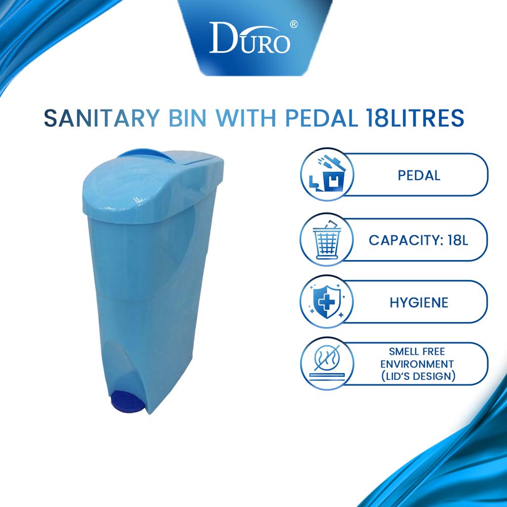 Duro Sanitary Bin with Pedal 18Litres / Sanitary Dustbin SB002(B