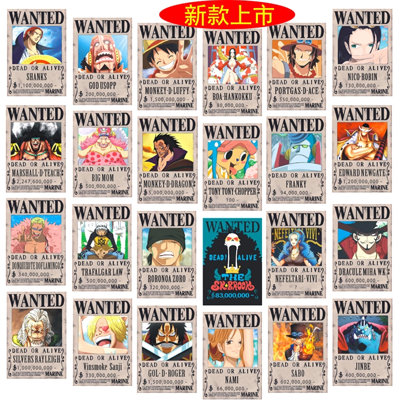 Ready Stock Hot Japan Anime One Piece Wanted Poster Luffy Zoro Full Set For Bedroom Wall Scroll Home Decor Shopee Malaysia