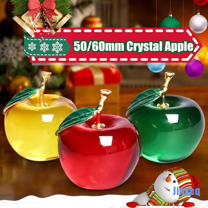 [Jinkeq] 50/60mm Glaze K9 Crystal Apple Crafts Glass Paperweight Home Desktop Decor