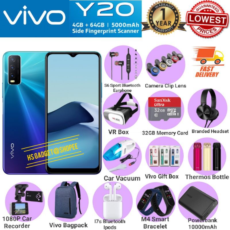 Vivo Y20 4gb 64gb Vivo Y20s 8gb 128gb Original Vivo Malaysia Free Gift Shopee Malaysia