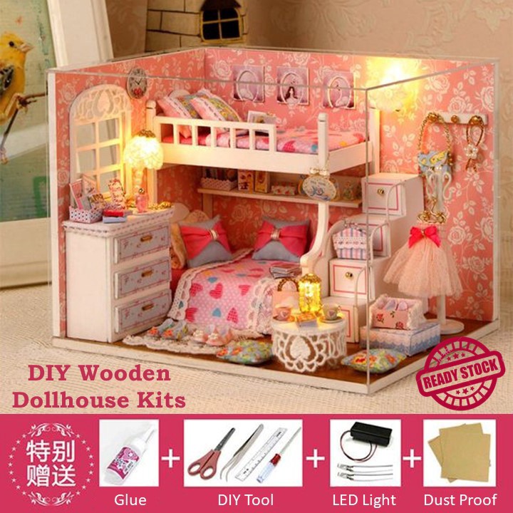 Miniature Dollhouse Kit, DIY Wooden Dollhouse Toy House Simulation