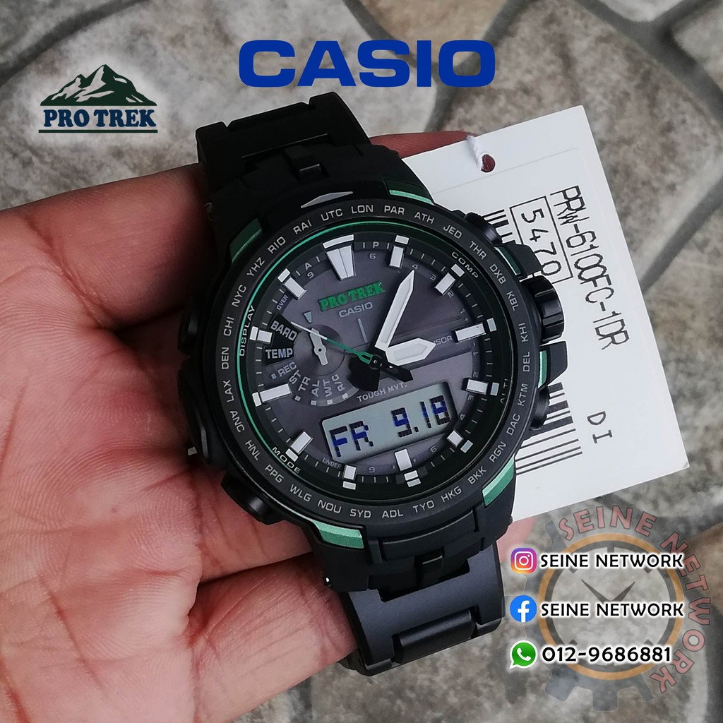 Casio Protrek Men S Watch Tough Solar Triple Sensor Sport Analog Digital Prw 6100fc Prw 6100y Prw 6100yt Prw S6100y Shopee Malaysia