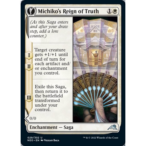 Michiko's Reign of Truth // Portrait of Michiko | [NEO][U][{1}{W}][Enchantment][MTG Singles]