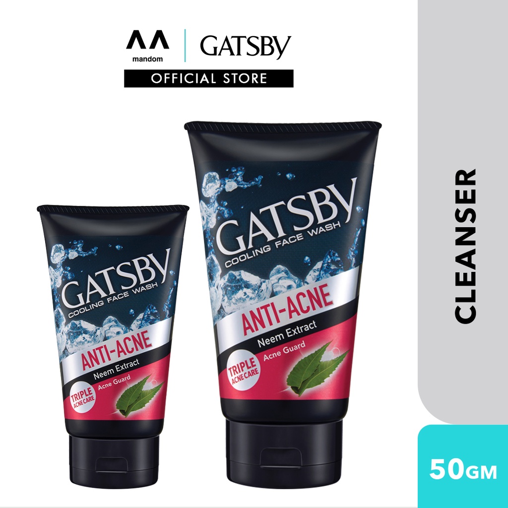 GATSBY Cooling Face Wash AntiAcne 50g/100ml (mens face wash, face wash
