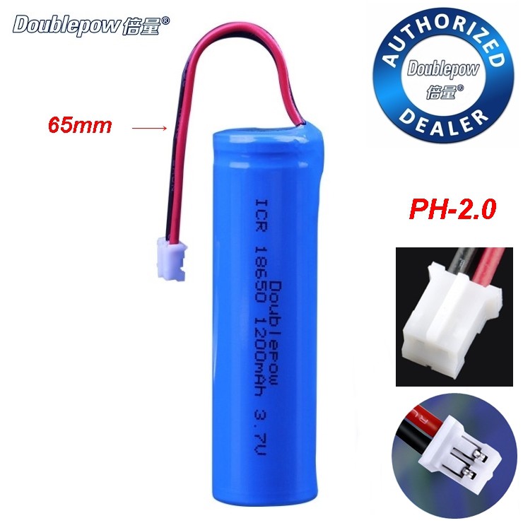 2 Pack 3.7v 2200mAh ICR18650 Rechargeable Battery with SM 2P Plug & Charge Cable 