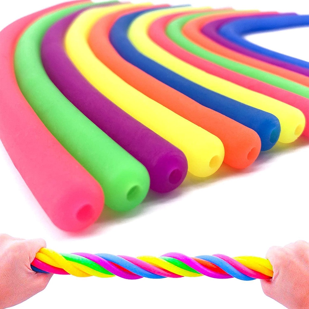 8 PCS Stretchy String Monkey Noodles Fidgets Sensory Toys Build Resistance Squeeze Strengthen Arms, Stress Reliever Toy for Kids Adults to Increase Focus Patience