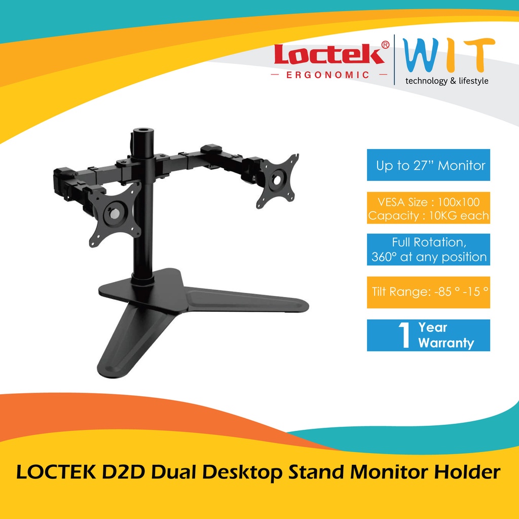 LOCTEK D2D Dual Desktop Stand Monitor Holder