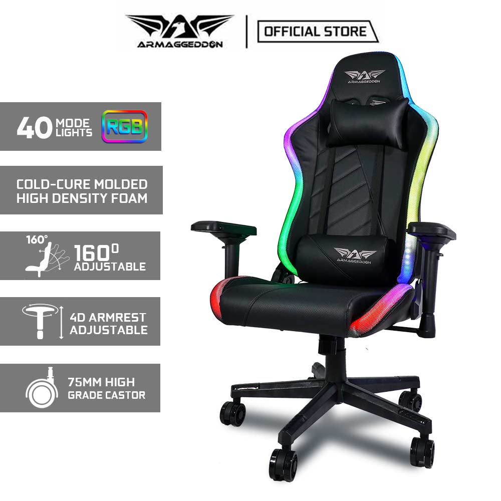 Armaggeddon Shuttle RGB Premium PU Leather Ultimate Gaming Chair | 40 Light Mode | Cold Cure Moulded High Density Foam