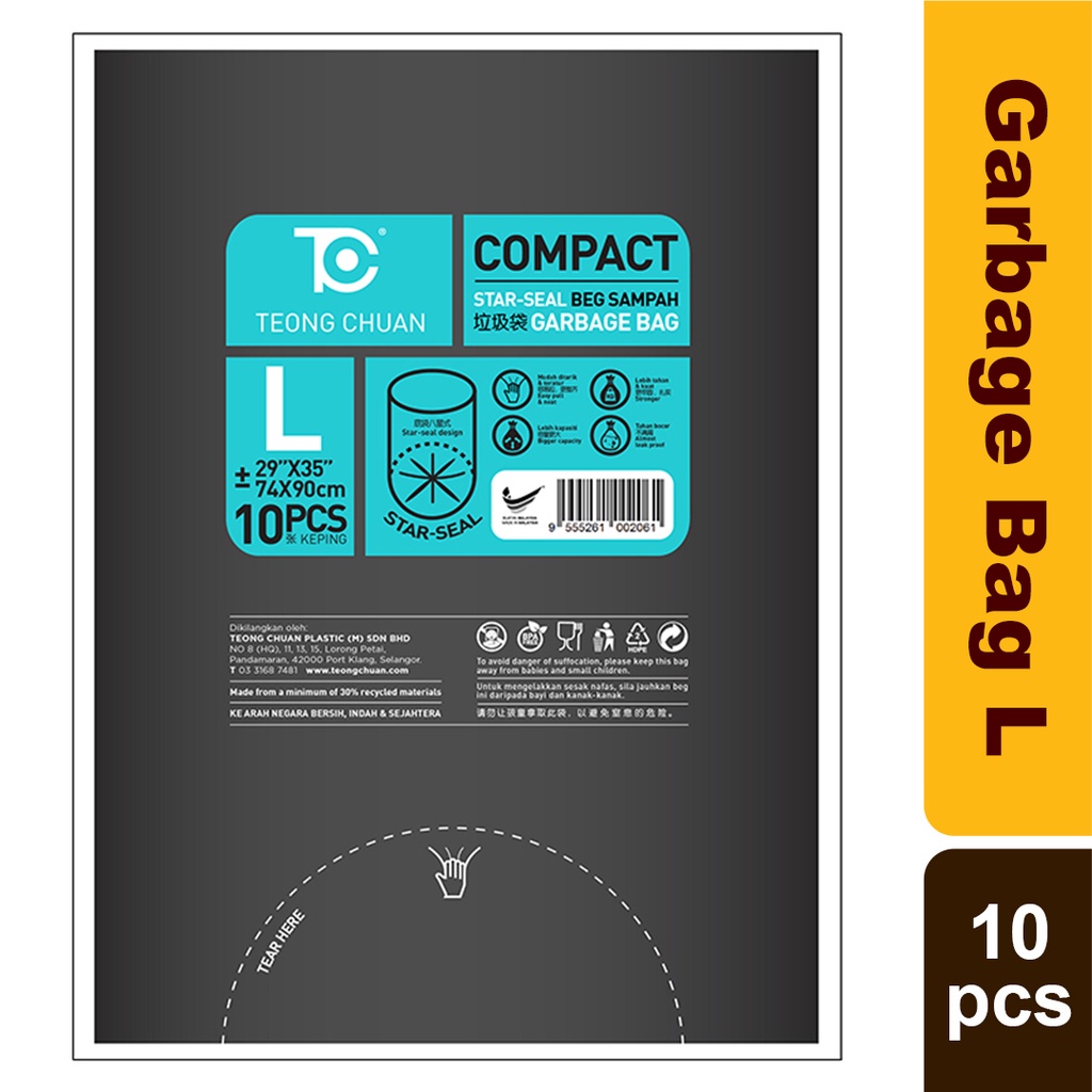 Teong Chuan Compact Starseal Garbage Bag L 10 Pcs Shopee Malaysia