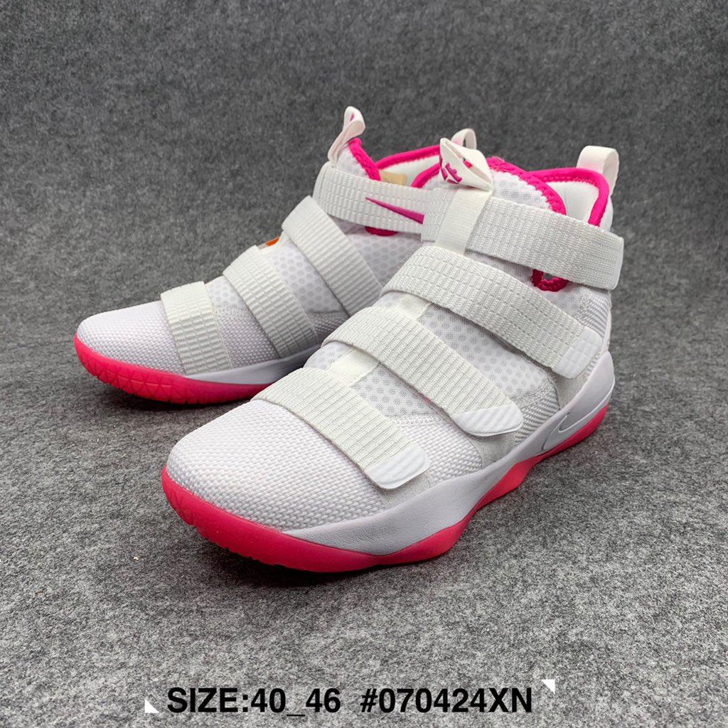 white and pink lebron soldiers