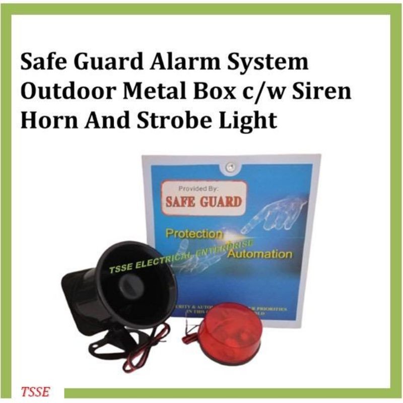 Safe Guard Alarm System Outdoor Metal Box c/w Siren Horn and Strobe