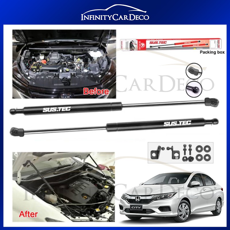 Honda City 2014 2015 2016 2017 2018 Sustec Front Hood Twin Strut Damper  Bonnet Gas Lifter Lift