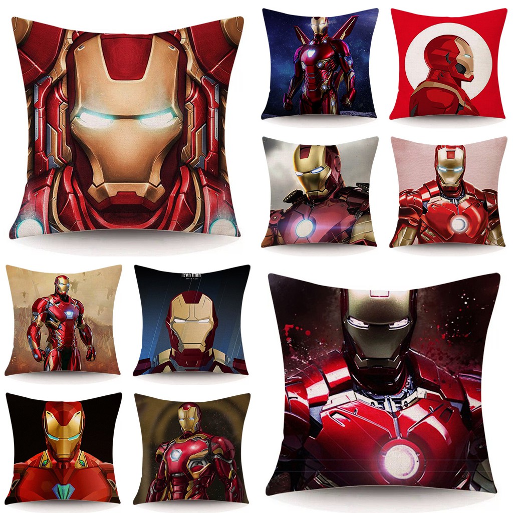 Fashion Avengers Iron Man Pattern Printed Linen Pillowcase Home