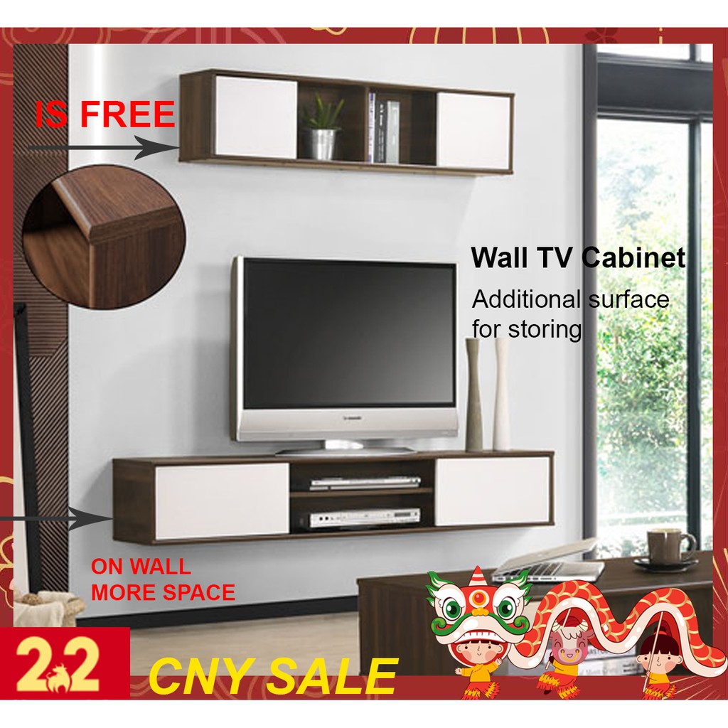 EGO Wall Mount TV ( UPPER + LOWER ) /TV Dinding Columbia Walnut