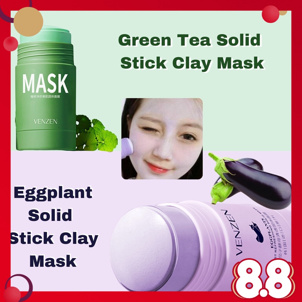 Buy Venzen Green Tea Eggplant Clay Stick Mask Anti Acne Clean Face Care Oil Control Anti Acne Facial Skincare Mud Mask 40g Seetracker Malaysia