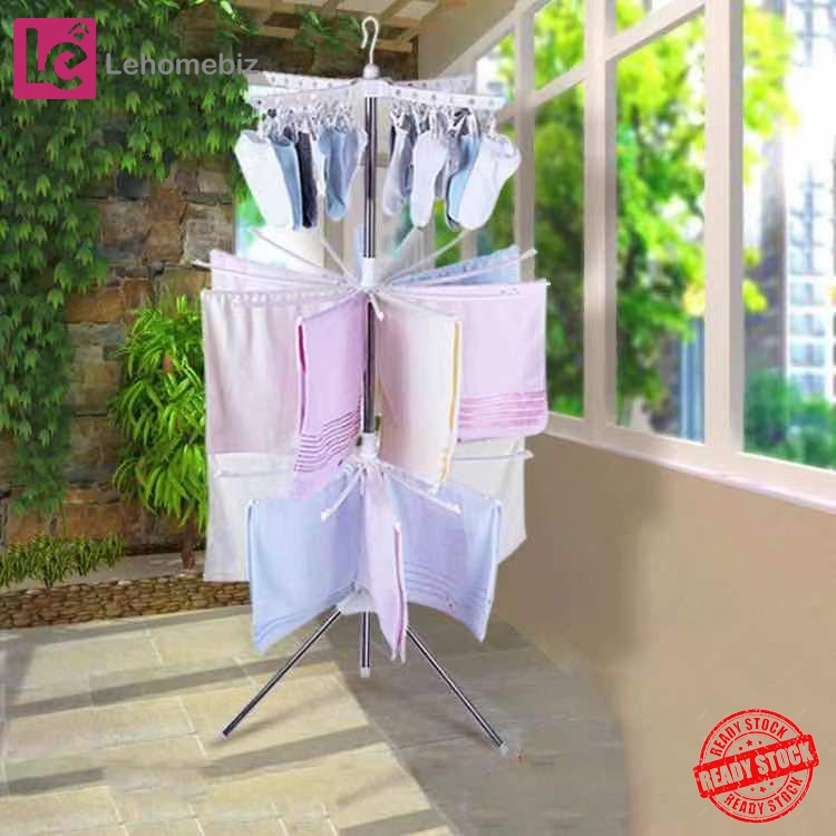 Folding Transportable Laundry Stand Drying Rack 2 Tier
